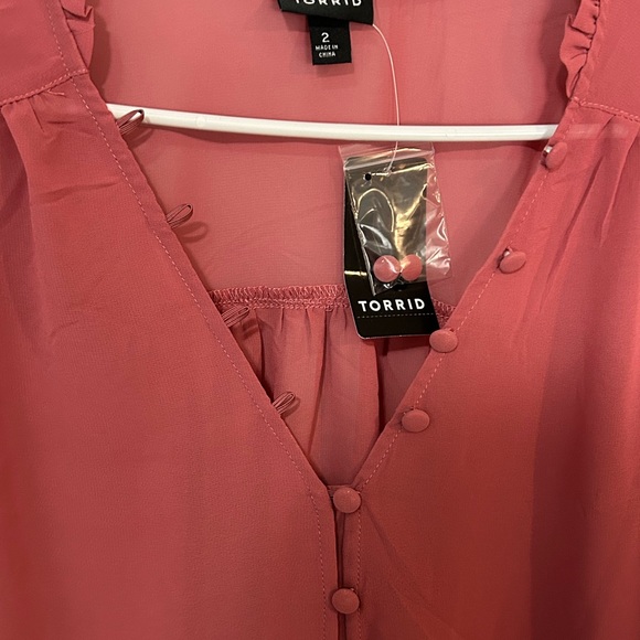 Torrid Chiffon Ruffle Collar Eyelet Embroidered Blouse - Picture 9 of 9